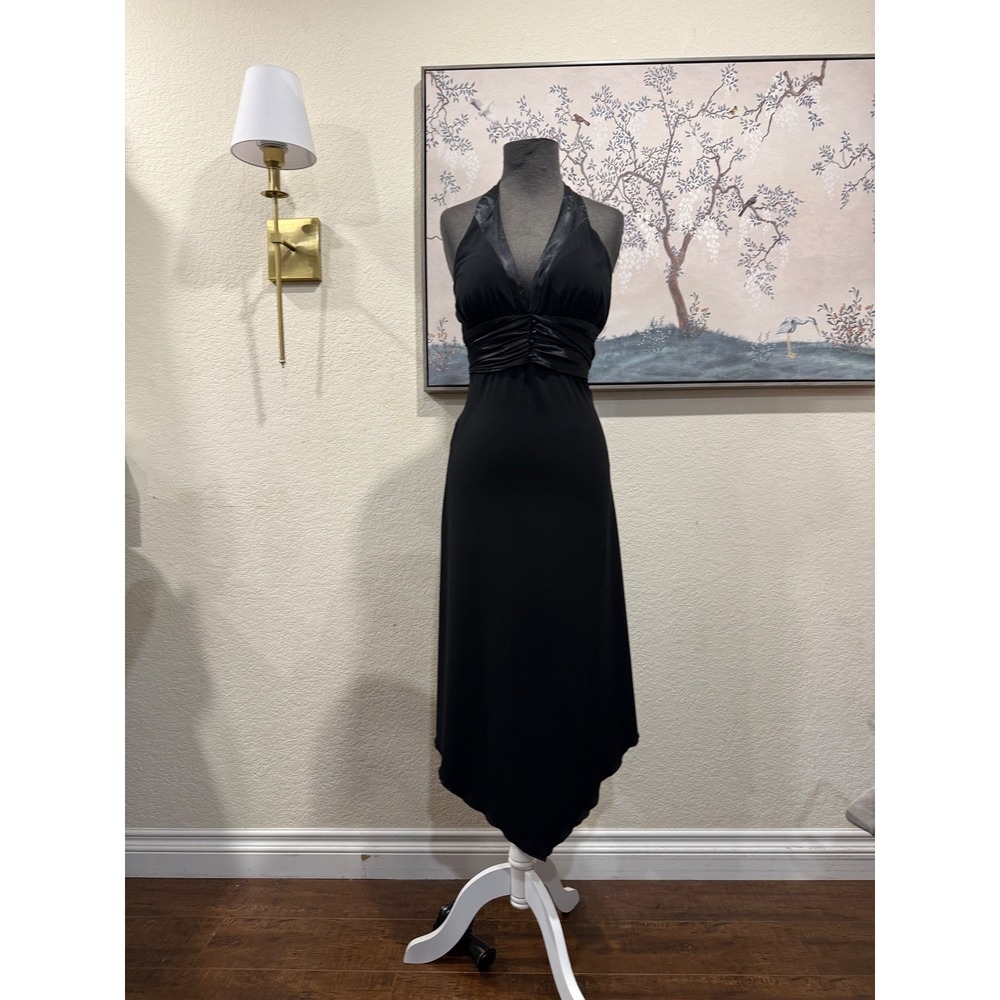 Alyn Paige 90s/y2k Black Halter Handkerchief‎ Hem Cocktail Dress Size S lbd goth